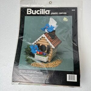 Bucilla Bird House Canvas Tissue Box Cover Kit 6056 Vintage 1990 Bluebird Sealed